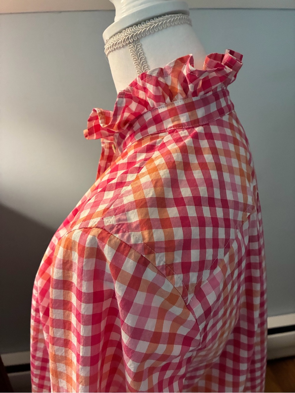 Up-Cycled Ladies Ruffed Collar Shirt - Picture 3 of 5